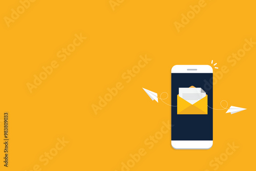 Newsletter. vector illustration of email marketing. subscription to newsletter, news, offers, promotions. a letter and envelope. subscribe, submit. send by mail.	