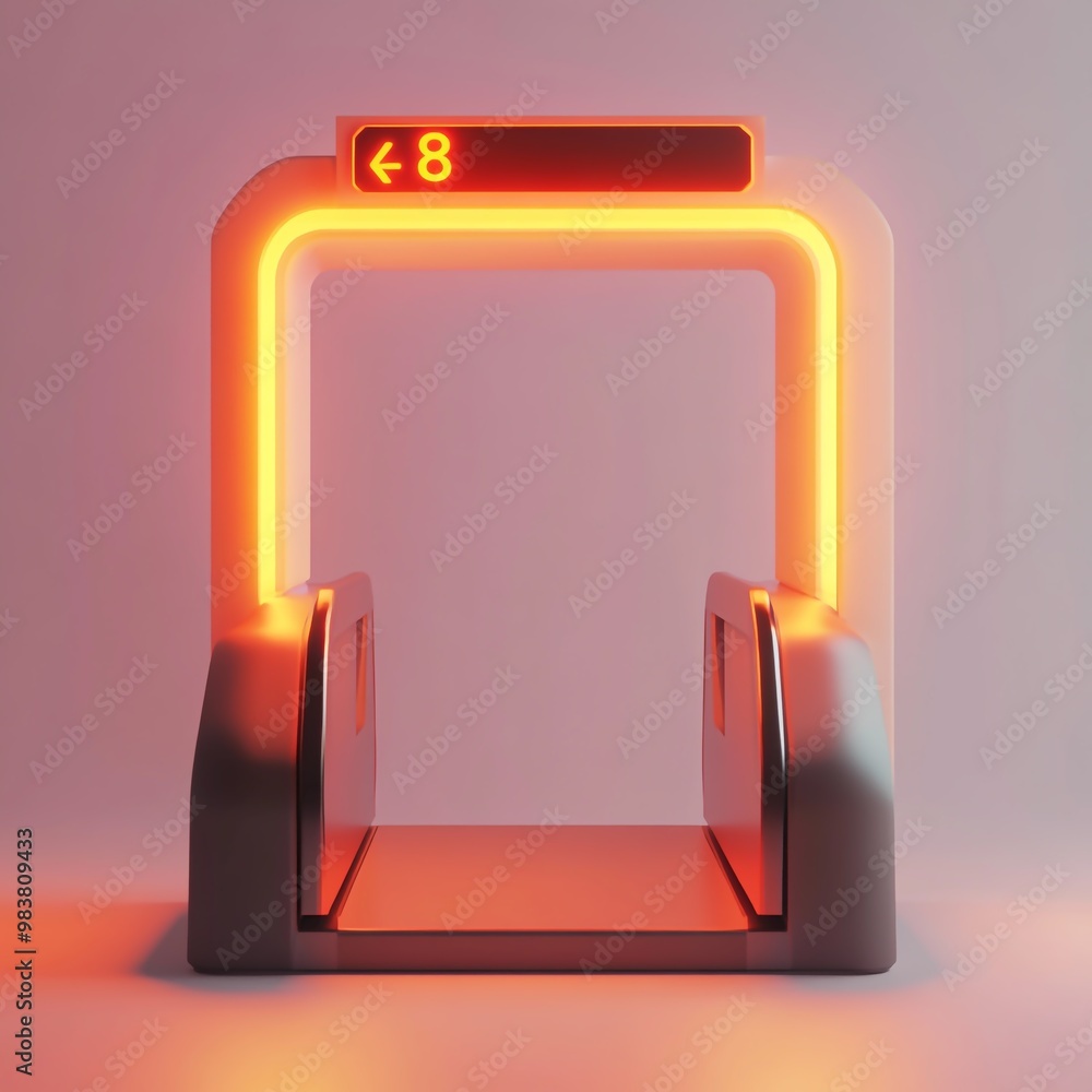 3D Gate Icon: Access Point for Boarding Flights Illustration Logo 3D Gate Icon: Access Point for Boarding Flights Illustration Logo