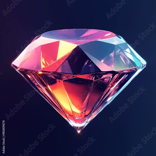 3D Diamond Icon: Symbol of Luxury and Wealth Illustration Logo