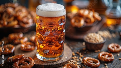 Oktoberfest Symbols: Bavarian Beer, Pretzels and Masses