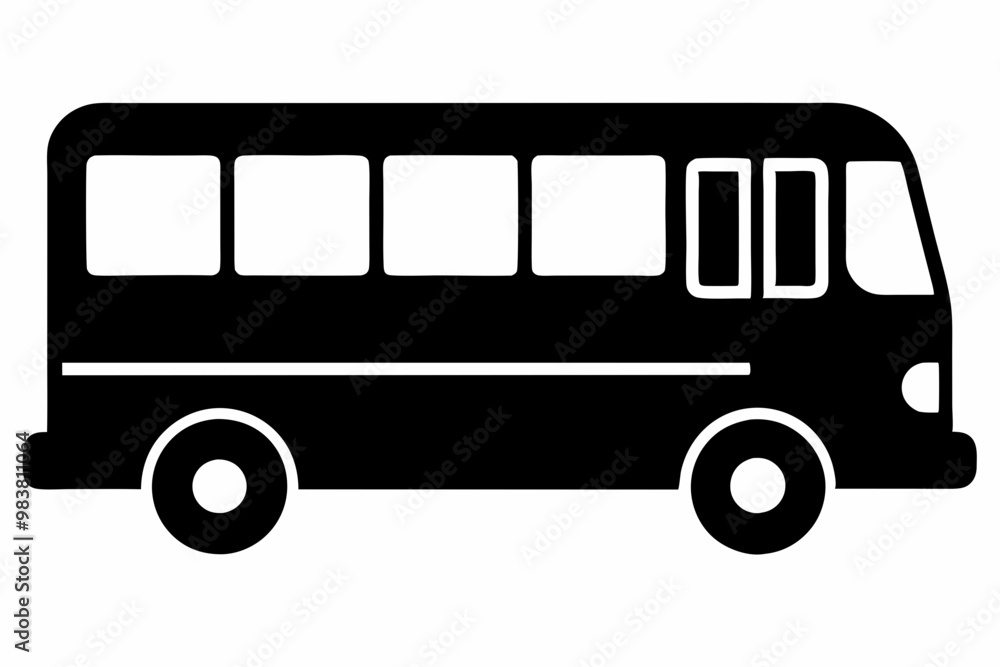 Tour bus silhouette, Tour Bus icon vector illustration, Bus black silhouette vector
