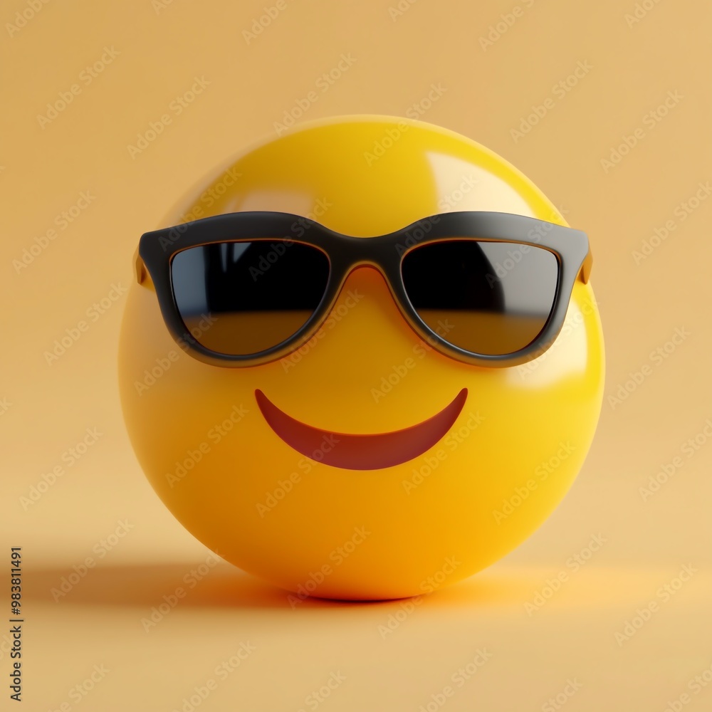 3D Emoji Icon: Cool Face with Sunglasses Illustration Logo 3D Emoji Icon: Cool Face with Sunglasses Illustration Logo
