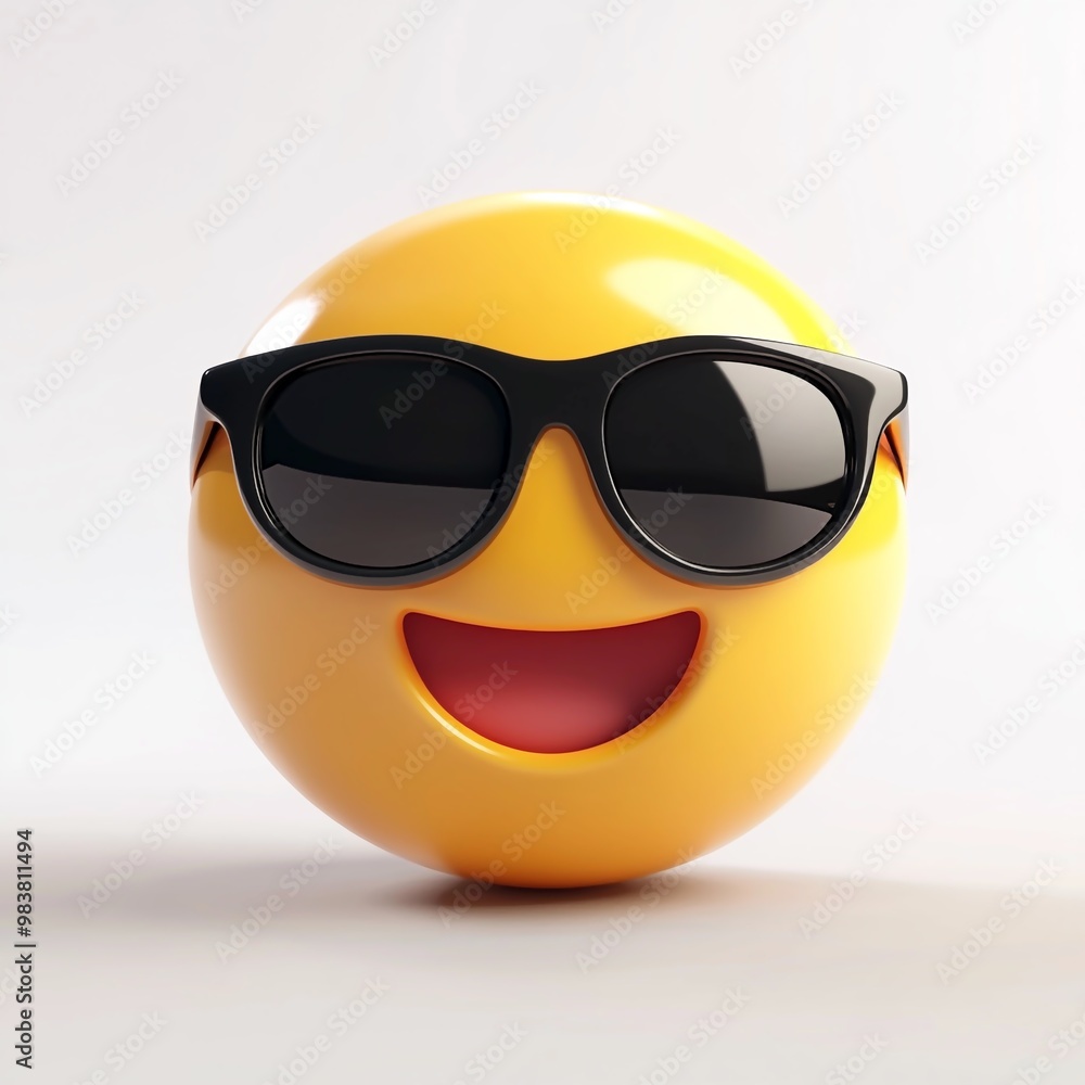 3D Emoji Icon: Cool Face with Sunglasses Illustration Logo 3D Emoji Icon: Cool Face with Sunglasses Illustration Logo