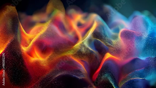 Dynamic abstract waves of colorful light on a dark background, creating a mesmerizing and futuristic visual effect.