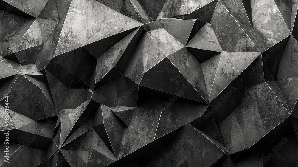 Abstract geometric background of a dark, weathered, concrete wall with angular shapes. Abstract geometric background of a dark, weathered, concrete wall with angular shapes.