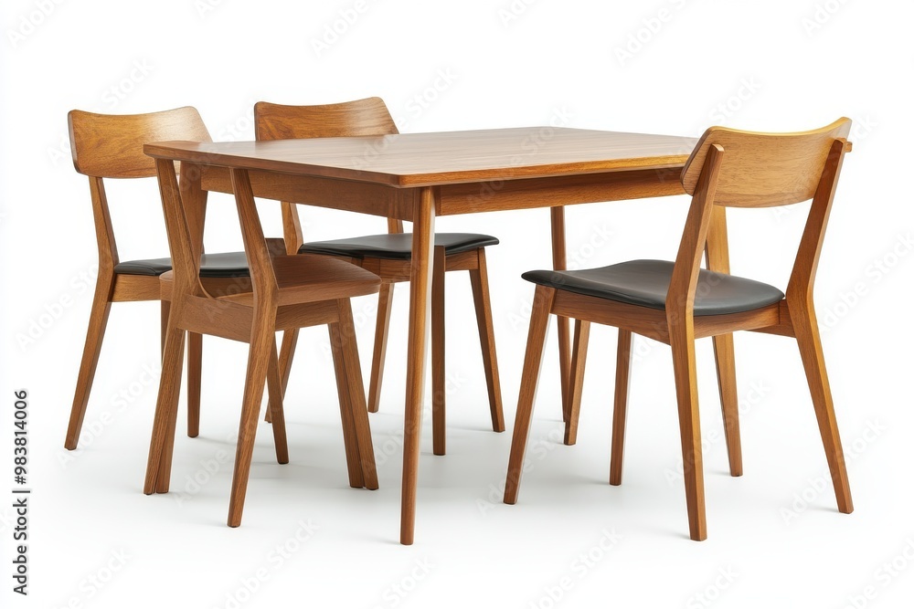 A high resolution digital image of a modern wooden dining A high resolution digital image of a modern wooden dining