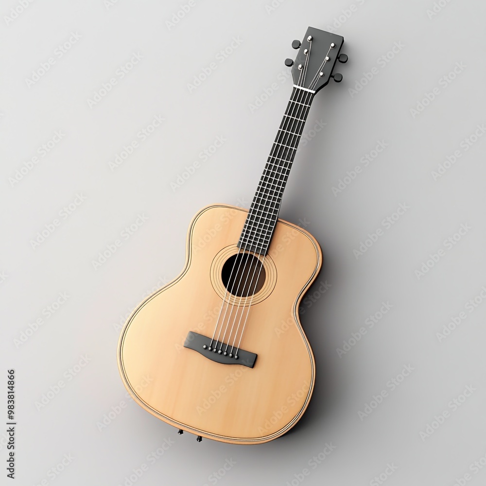 Fototapeta premium 3D Guitar Icon: String Instrument for Music Illustration Logo