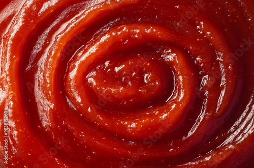 Close-up of a ketchup swirl