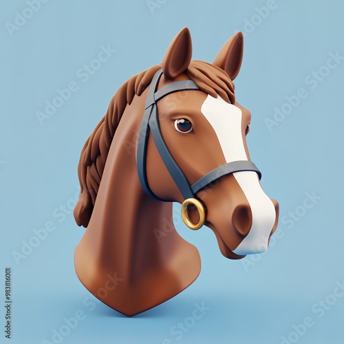 3D Racing Icon: Competitive Horse Racing Illustration Logo
