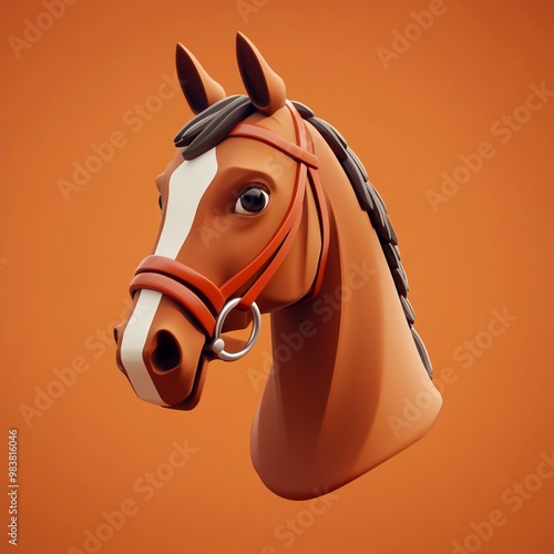 3D Racing Icon: Competitive Horse Racing Illustration Logo