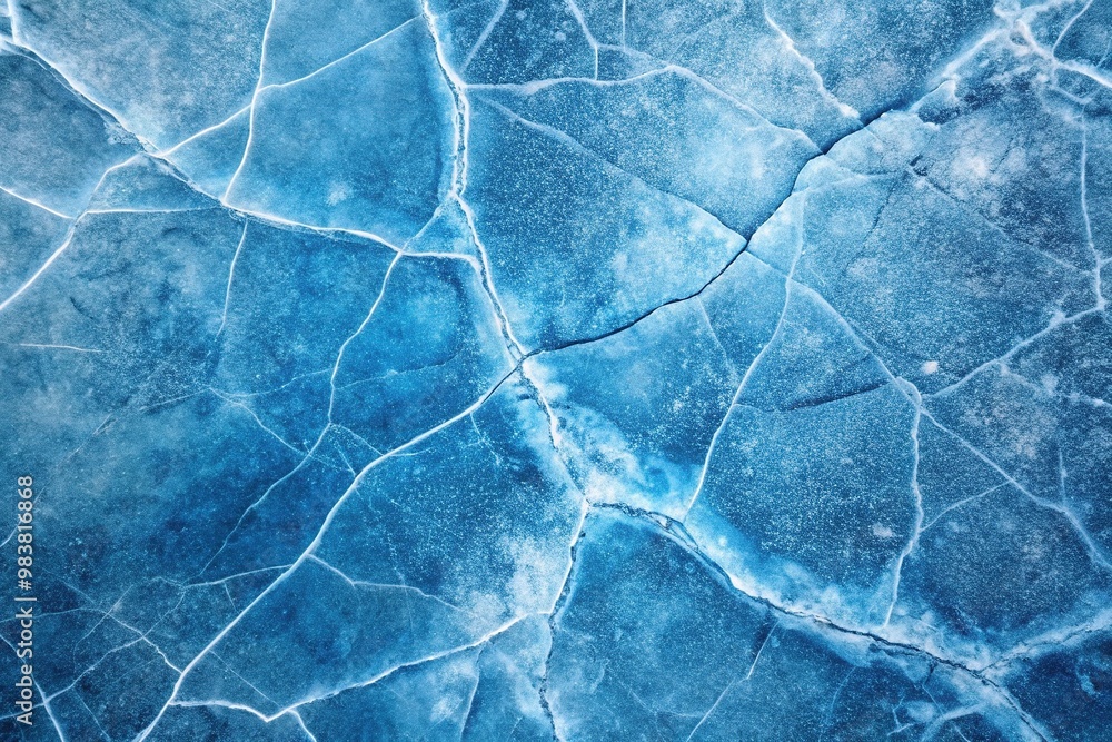 Aerial view of blue ice with cracks on a glacier Aerial view of blue ice with cracks on a glacier