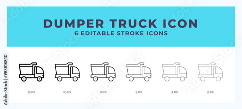 Dumper truck line icon. For web. And mobile app. Vector illustration.