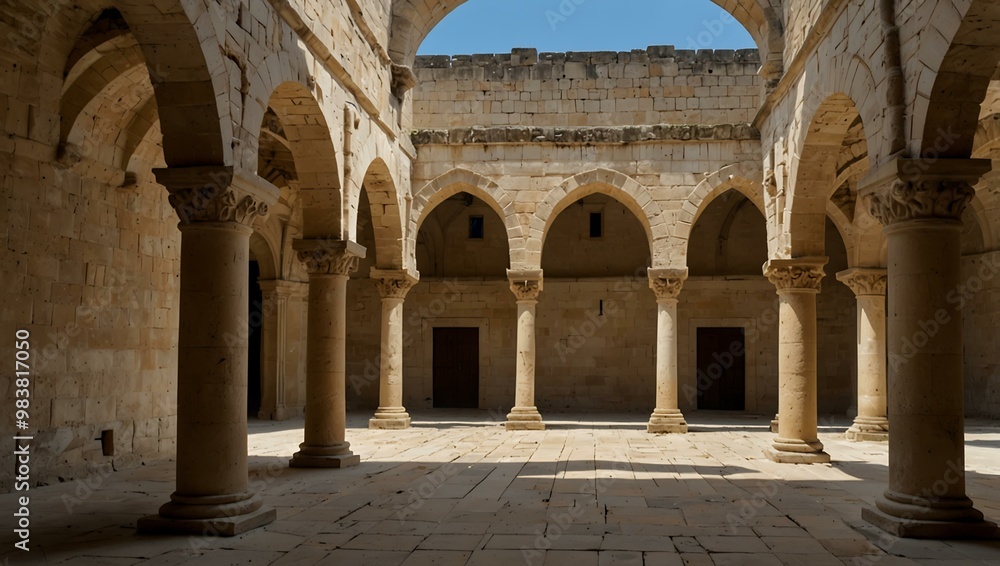 Castel del Monte internal cloister, Puglia, Italy. Castel del Monte internal cloister, Puglia, Italy.