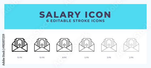 Salary vector icon for web and app. Editable stroke vector illustration