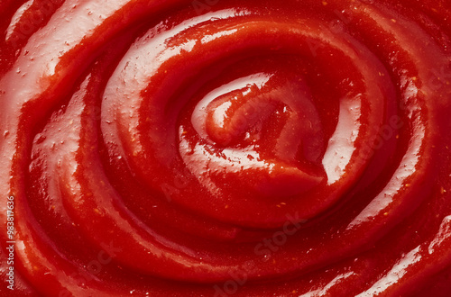 Top view of tomato sauce swirl pattern