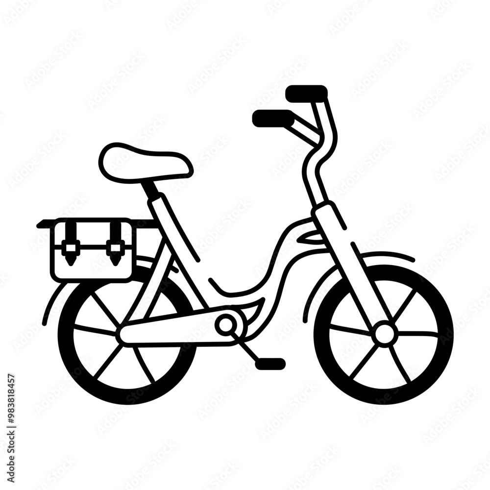 Pannier cycle icon in drawing style Pannier cycle icon in drawing style