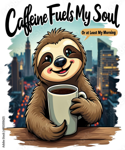 Caffeine Fuels my soul - Funny Cartoon Cup photo