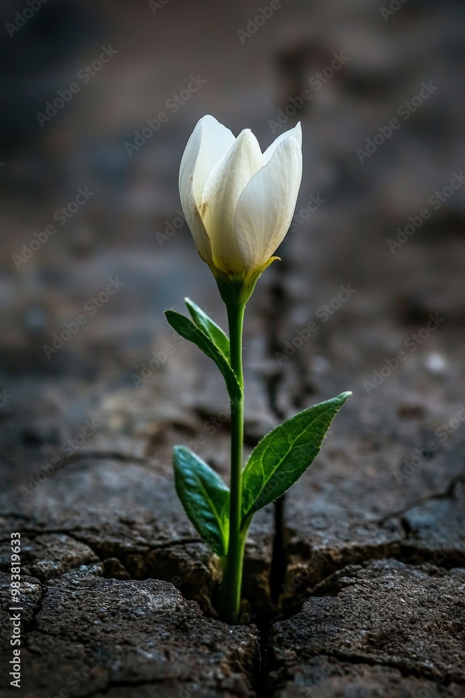 Obraz premium A single bloom growing defiantly from the concrete, a powerful reminder of nature's perseverance