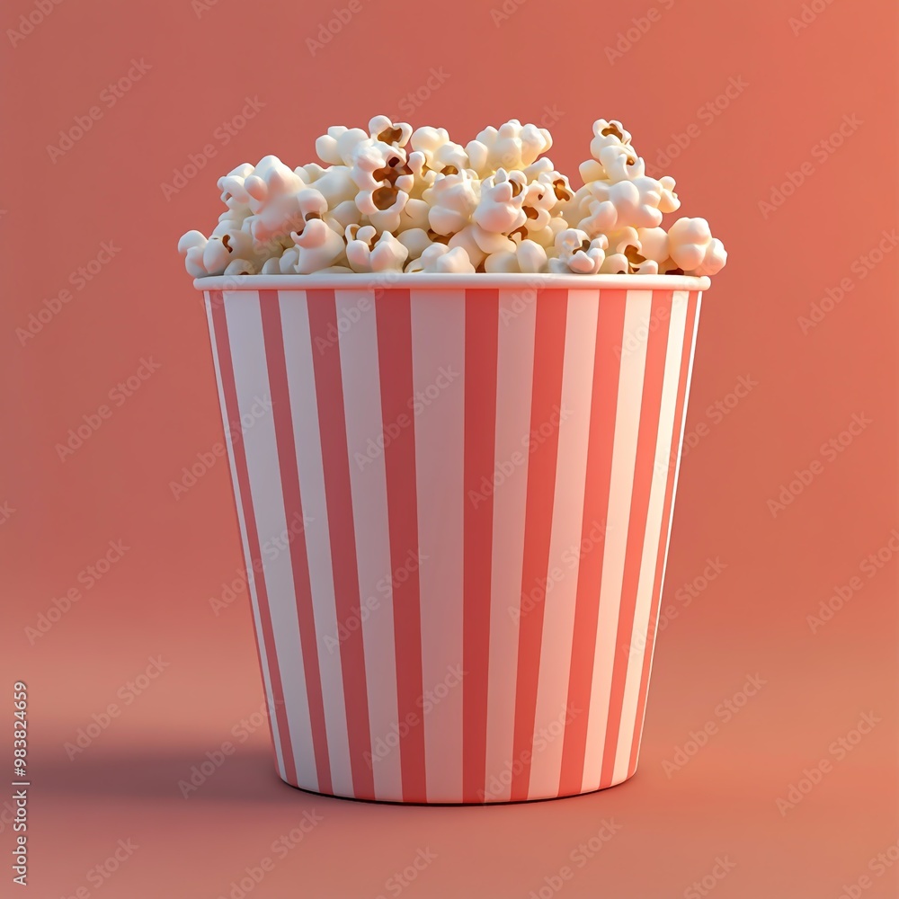 3D Bucket Icon: Popcorn Container for Snacks Illustration Logo 3D Bucket Icon: Popcorn Container for Snacks Illustration Logo