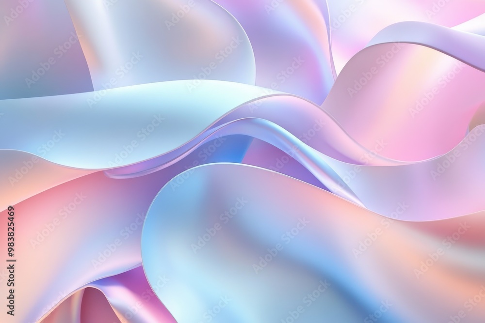 A image of smooth, flowing ribbons in iridescent colors like blue, pink, and white. A image of smooth, flowing ribbons in iridescent colors like blue, pink, and white.