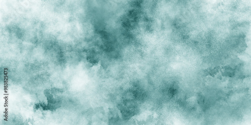 Green or blue grunge texture painted on canvas, clean watercolor art canvas painting with white clouds and stains, blurry smog texture art design, abstract cloudy sky concept blue or green watercolor.