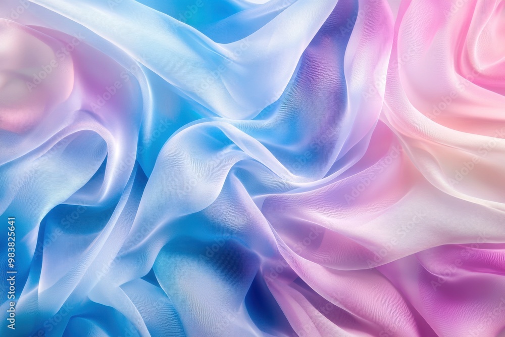 Obraz premium A image of smooth, flowing ribbons in iridescent colors like blue, pink, and white.
