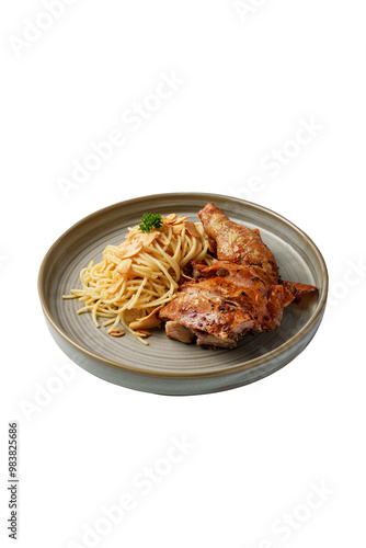 spaghetti with chicken grilled