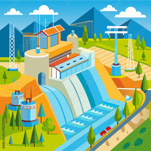 Hydro power vector illustration
