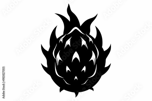 Dragon Fruit Vector Silhouette, Dragon Fruit Clipart 