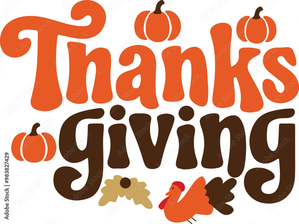 Thanksgiving greeting text t shirt, poster, card, banner design vector illustration