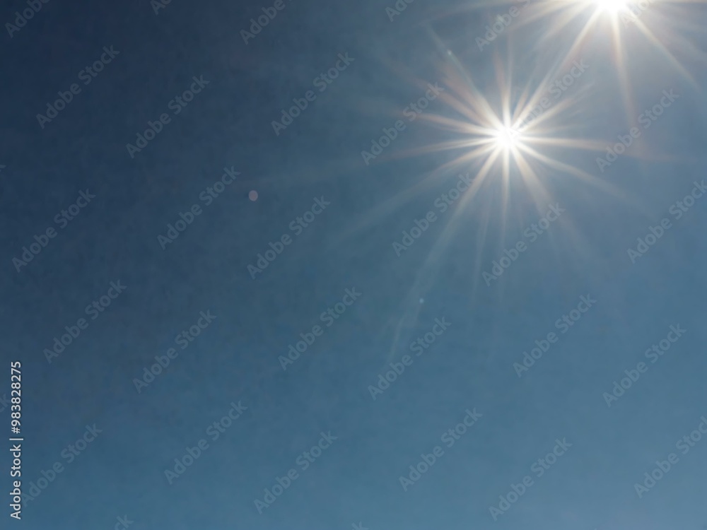 Clear blue sky with sun glare. Clear blue sky with sun glare.