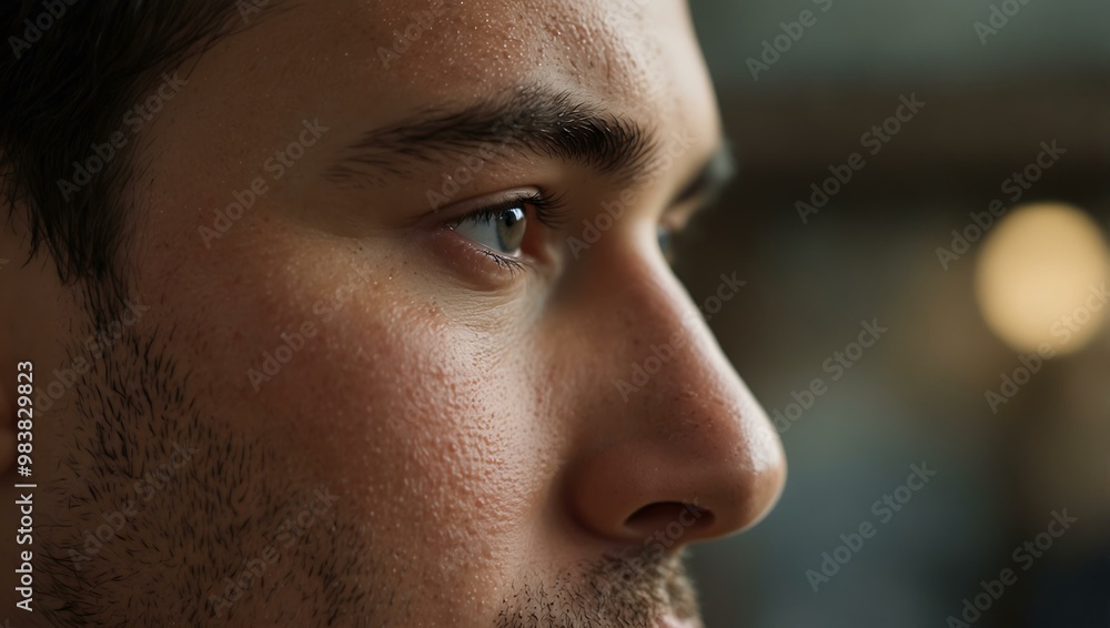 Close-Up of Man’s Face with Blurry Background Close-Up of Man’s Face with Blurry Background