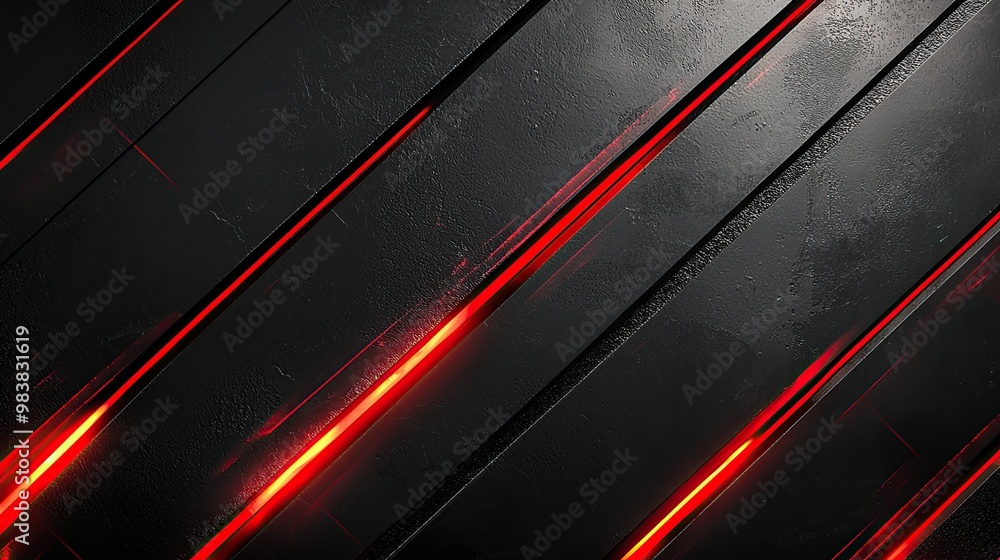 Abstract black background with red neon lines. Abstract black background with red neon lines.