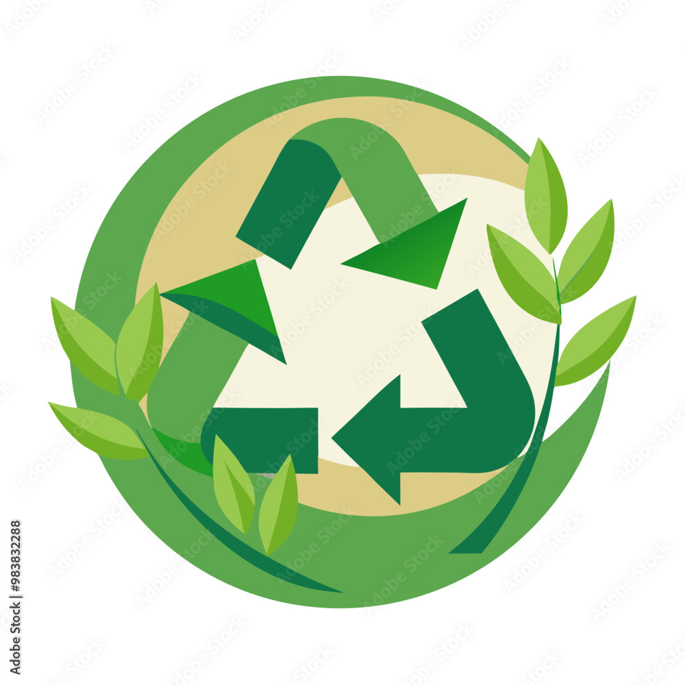 Eco-friendly recycling sign with leaves vector illustration
Eco-friendly recycling sign with leaves vector illustration