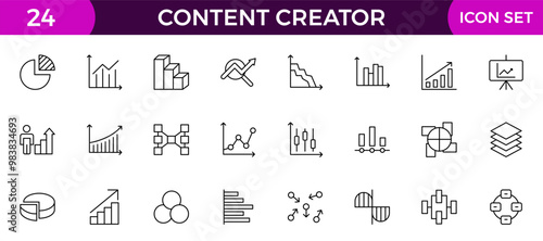 content creator icons set.Outline icon set.