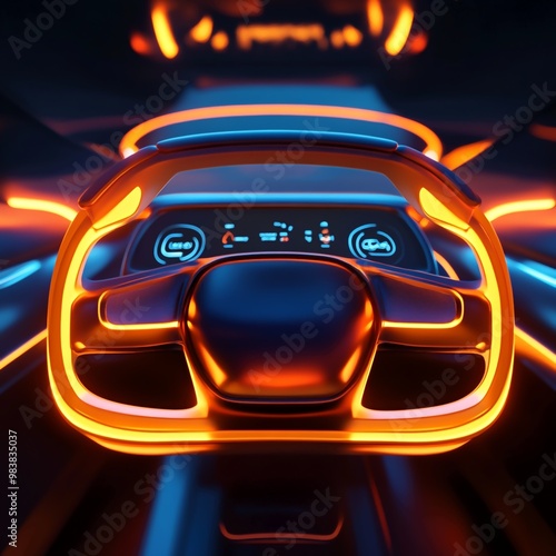 3D Driving Icon: Simulated Driving in VR Illustration Logo