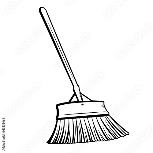 Functional broom outline icon in vector format for cleaning designs.