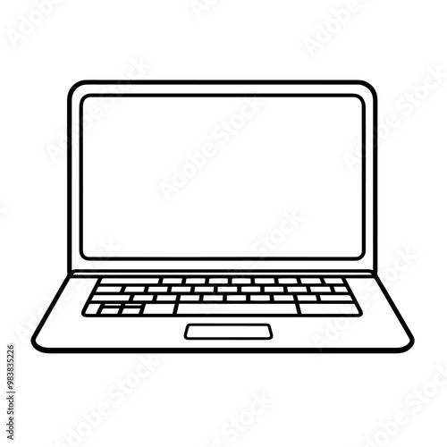 Sleek notebook outline icon in vector format for stationary designs.