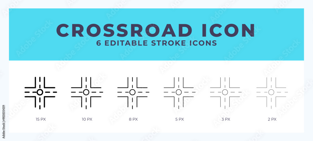 Naklejka premium Crossroad icon symbol. Logo illustration thin line. Bold line vector icons. Editable stroke