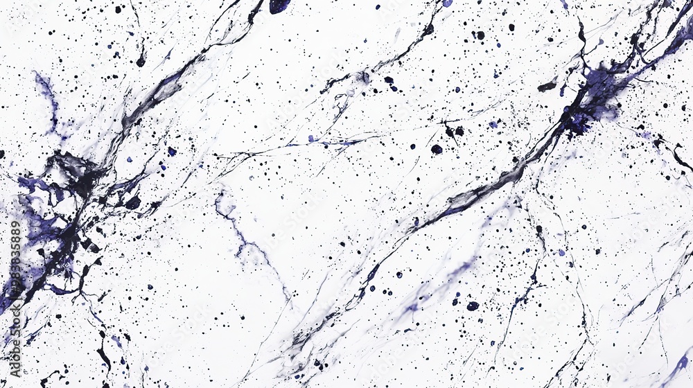 Naklejka premium Abstract background with blue and black paint splatters on a white canvas.