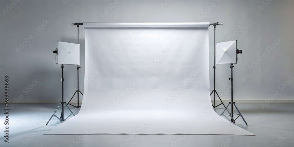 A compact white backdrop surface ideal for product or portrait photography, offering a clean and seamless background A compact white backdrop surface ideal for product or portrait photography, offering a clean and seamless background