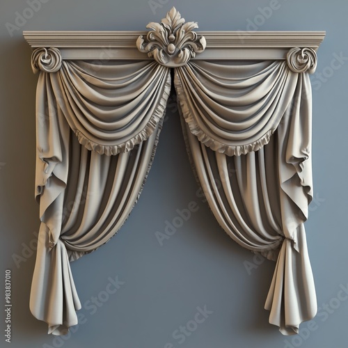 3D Valance Icon: Decorative Window Topper Illustration Logo