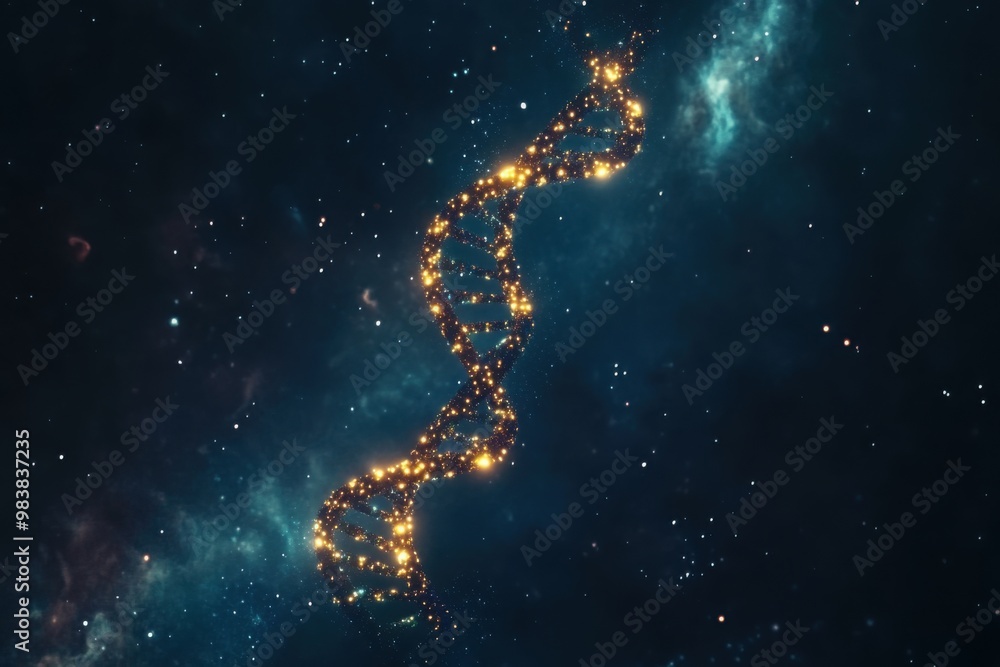 Dna double helix floating in a starry void Dna double helix floating in a starry void