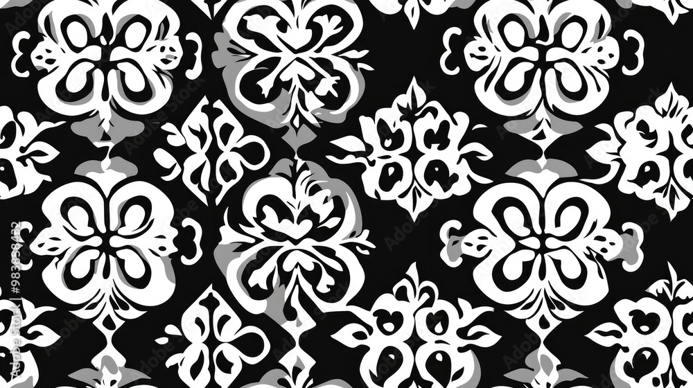 Obraz premium Seamless black and white geometric pattern with simple ornate design suitable for branding products gifts or card backgrounds