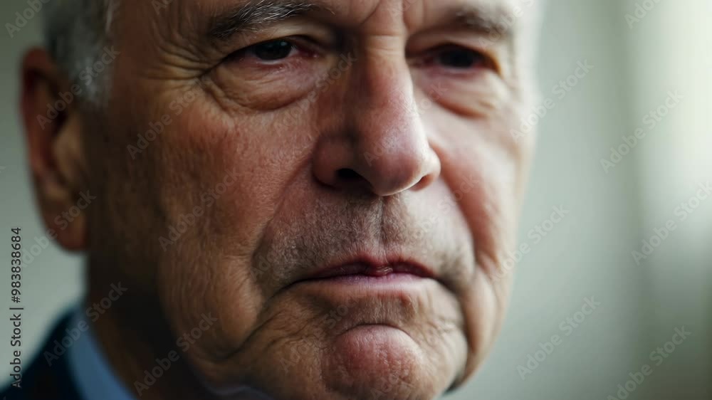Elderly man with a kind face expressing sadness. Elderly man with a kind face expressing sadness.