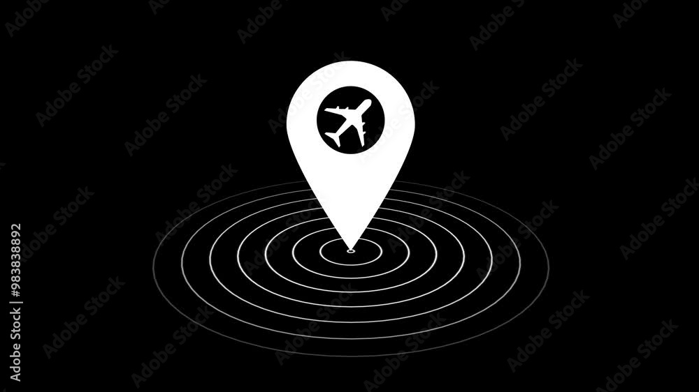 Travel on airplane location signal animation on white background. Travel on airplane location signal animation on white background.