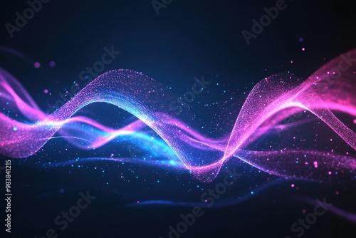 Wallpaper Mural An abstract waves made of glowing particles and lines Torontodigital.ca