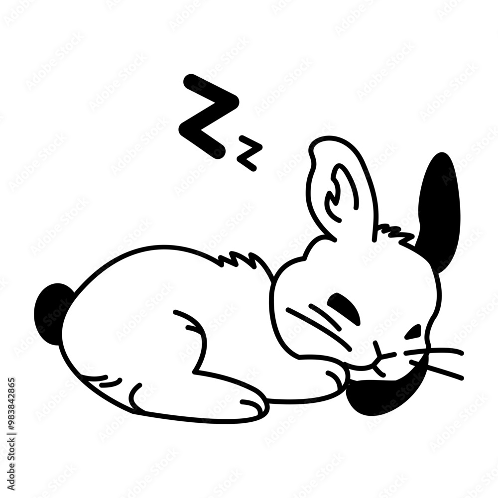 Obraz premium A cute sleepy rabbit doodle icon 