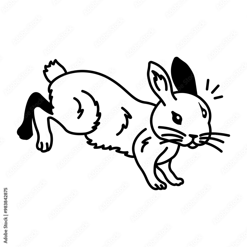 Jumping bunny icon designed in drawing style Jumping bunny icon designed in drawing style