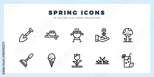 10 Spring Lineal icons pack. vector illustration. photo